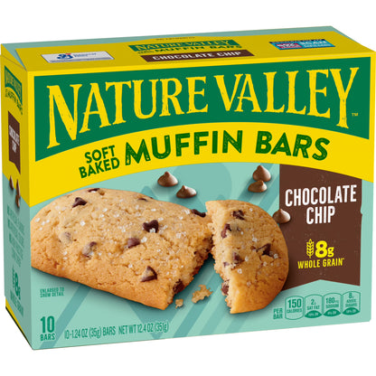 Nature Valley Soft Baked Muffin Bars, Chocolate Chip, Snack Bars, 10 Bars, 12.4 oz