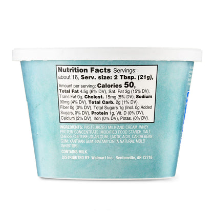 Great Value Original Whipped Cream Cheese Spread, 12 oz Tub