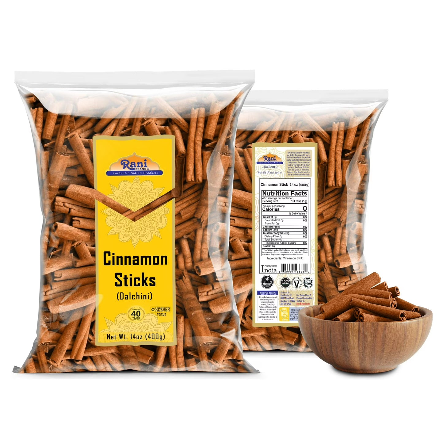 Rani Cinnamon Sticks 14oz (400g) - 72-88 Sticks - Strong Aroma, Perfect for Baking, Cooking & Beverages | 3+ Inches Length - Cassia Saigon Cinnamon from Vietnam | Kosher