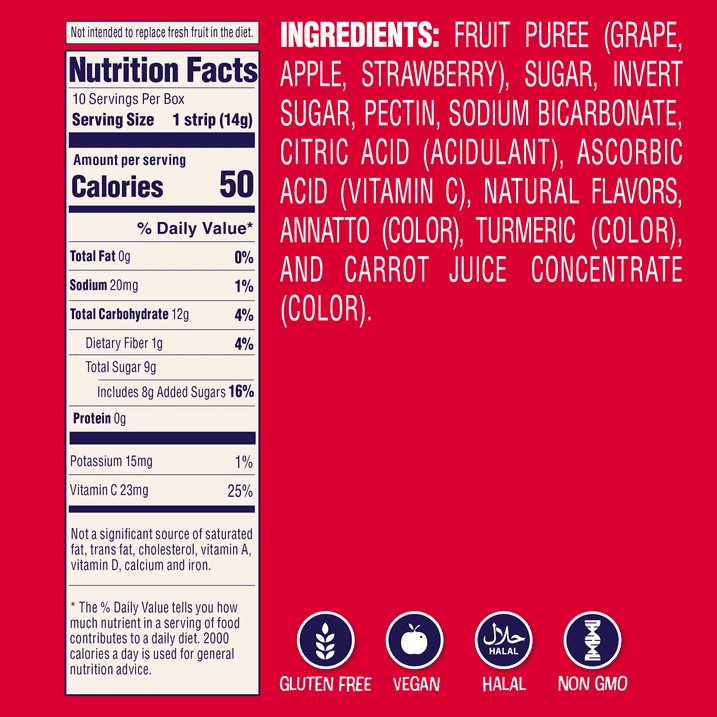 Welch's Fruitfuls Strawberry Soft Fruit Strips, .5 oz (10 pack)