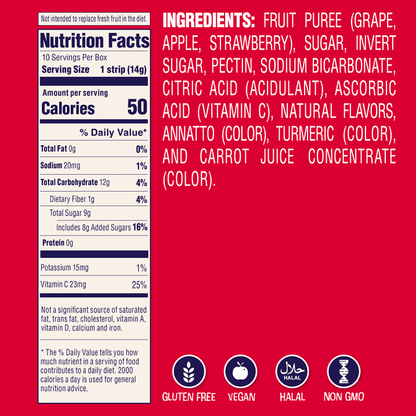 Welch's Fruitfuls Strawberry Soft Fruit Strips, .5 oz (10 pack)