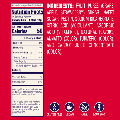 (12 pack) Welch's Fruitfuls Strawberry Soft Fruit Strips, .5 oz (10 pack)