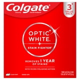 Colgate Optic White Stain Fighter Clean Mint, Teeth Whitening Anticavity Toothpaste, 3 Pack, 3.8 OZ