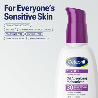Cetaphil DermaControl Oil Absorbing Face Moisturizer SPF 30, 4 fl oz