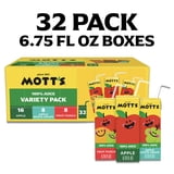 Mott's 100% Apple Juice Variety Pack, 6.75 fl oz, 32 Count Boxes