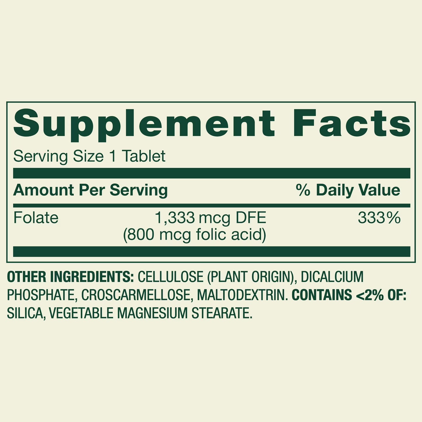 Spring Valley Folate Dietary Supplement, 1,333 mcg DFE, 400 Count
