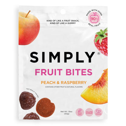 SIMPLY Fruit Bites, Fruit Snack Bundle, Peach Raspberry & Cherry Apple, 6 Pack (1.8 oz)