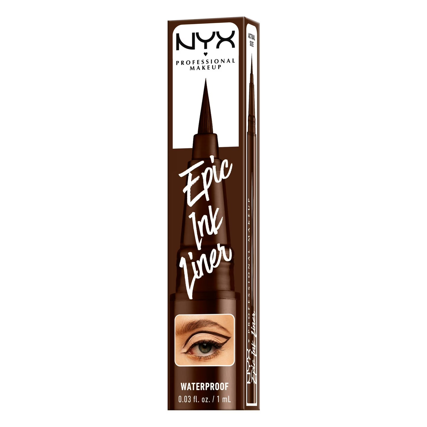 NYX Professional Makeup Epic Ink Liner, Waterproof Liquid Eyeliner Pen - Milk Chocolate, Milk Chocolate, 0.03 fl oz