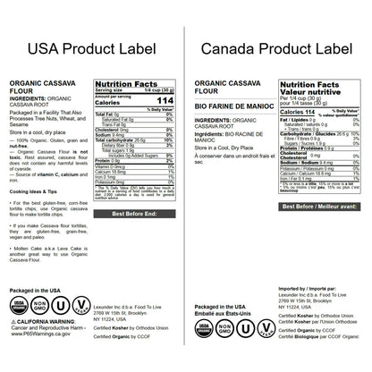 Organic Cassava Flour, 0.5 Pounds — Non-GMO, Vegan, Kosher — by Food to Live