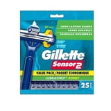 Gillette Sensor2 Pivoting Head Men's Disposable Razors, Blue, 25 Count