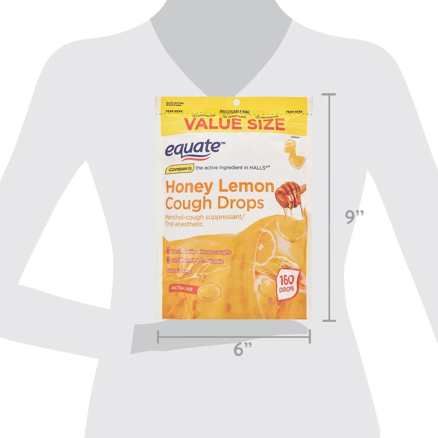 (2 pack) Equate Sore Throat and Cough Relief Menthol Cough Drops, Honey Lemon Flavor, 160 Count