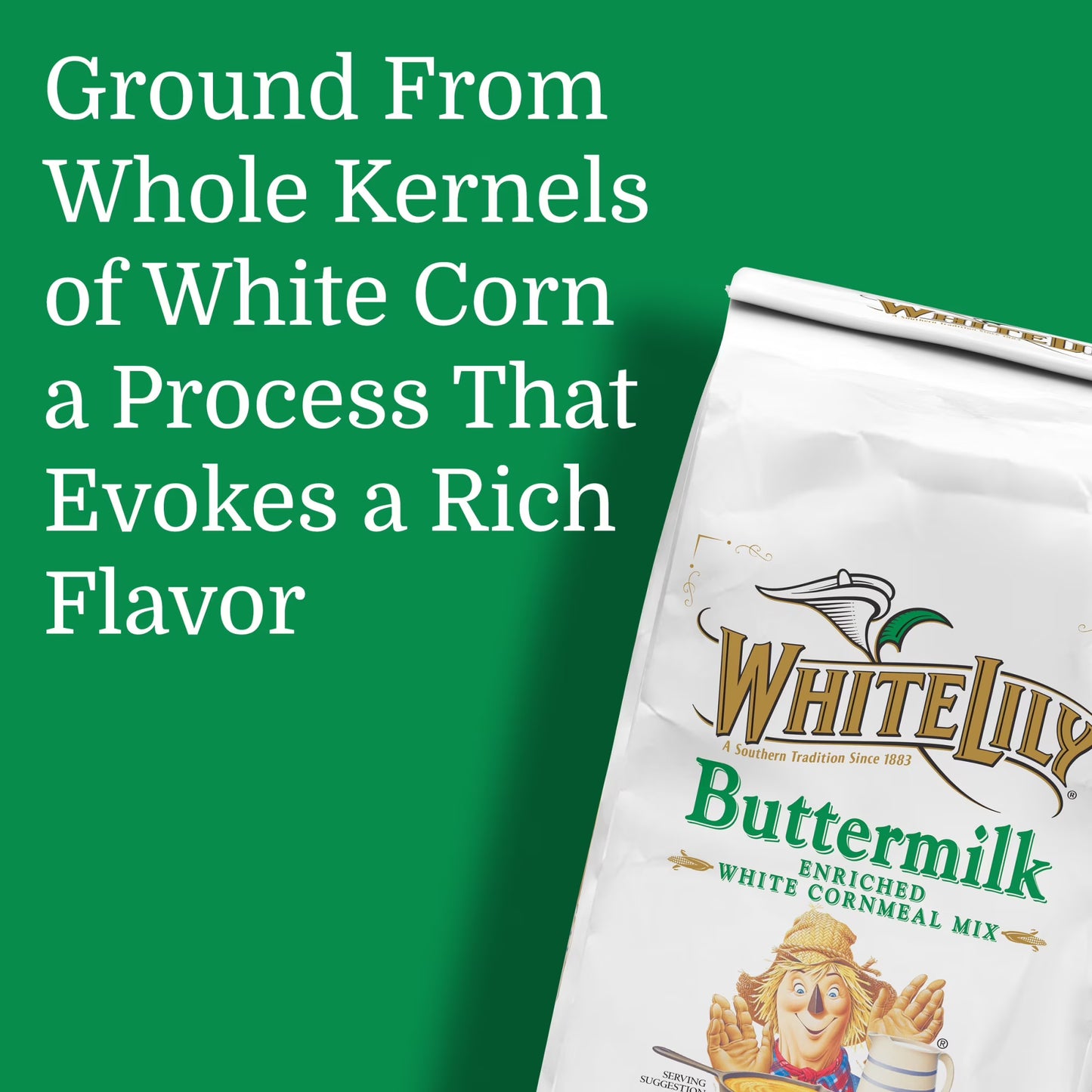 (2 pack) White Lily Self-Rising Buttermilk White Cornmeal Mix, 5 lb Bag