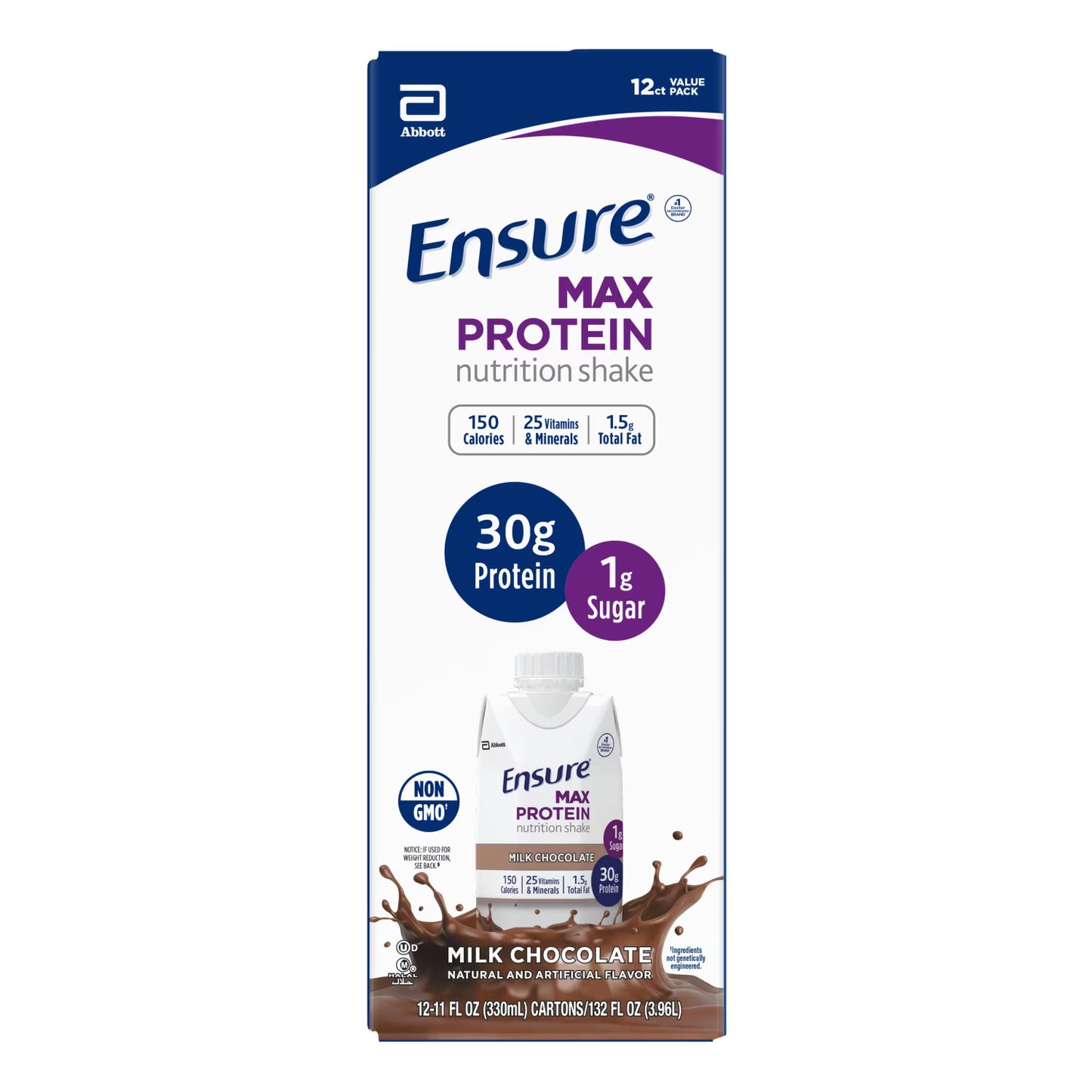 Ensure Max Protein Shake, 30g Protein, Milk Chocolate, 11 fl oz, 12 Pack