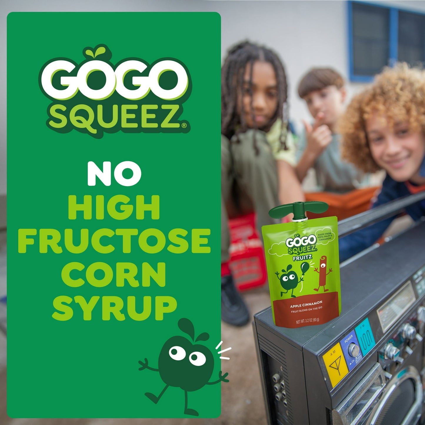 (2 pack) GoGo squeeZ No Sugar Added Apple Cinnamon Applesauce Pouches, 3.2 oz (4 Pack)