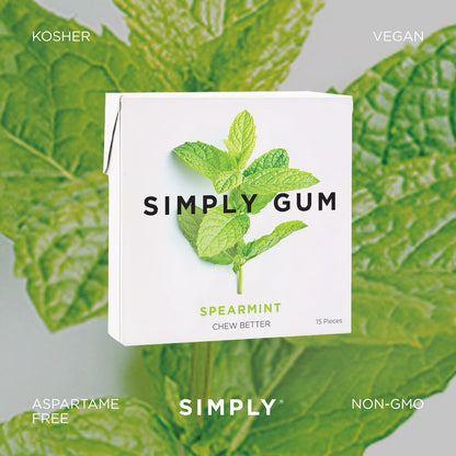 SIMPLY Gum Plastic-Free Chewing Gum Mint Lovers - Peppermint, Spearmint - 15 Pieces, 6 Pack