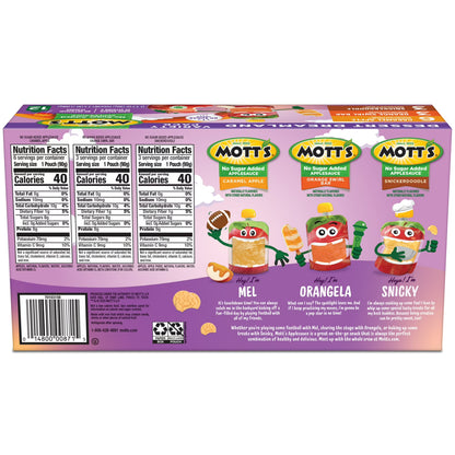 Mott’s No Sugar Added Dessert Dreamland Applesauce Variety Pack, 3.2 oz, 12 Count Clear Pouches