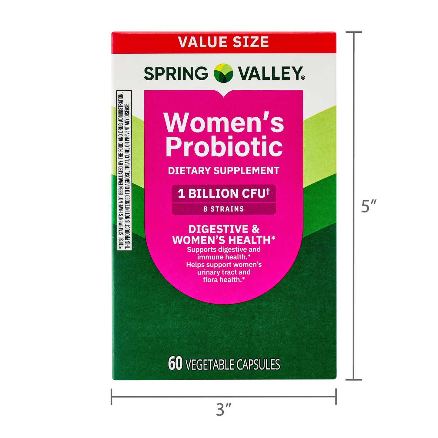 Spring Valley Women's Probiotic Dietary Supplement Vegetarian Capsules for Digestive Health, Cranberry, 60 Count Value Size