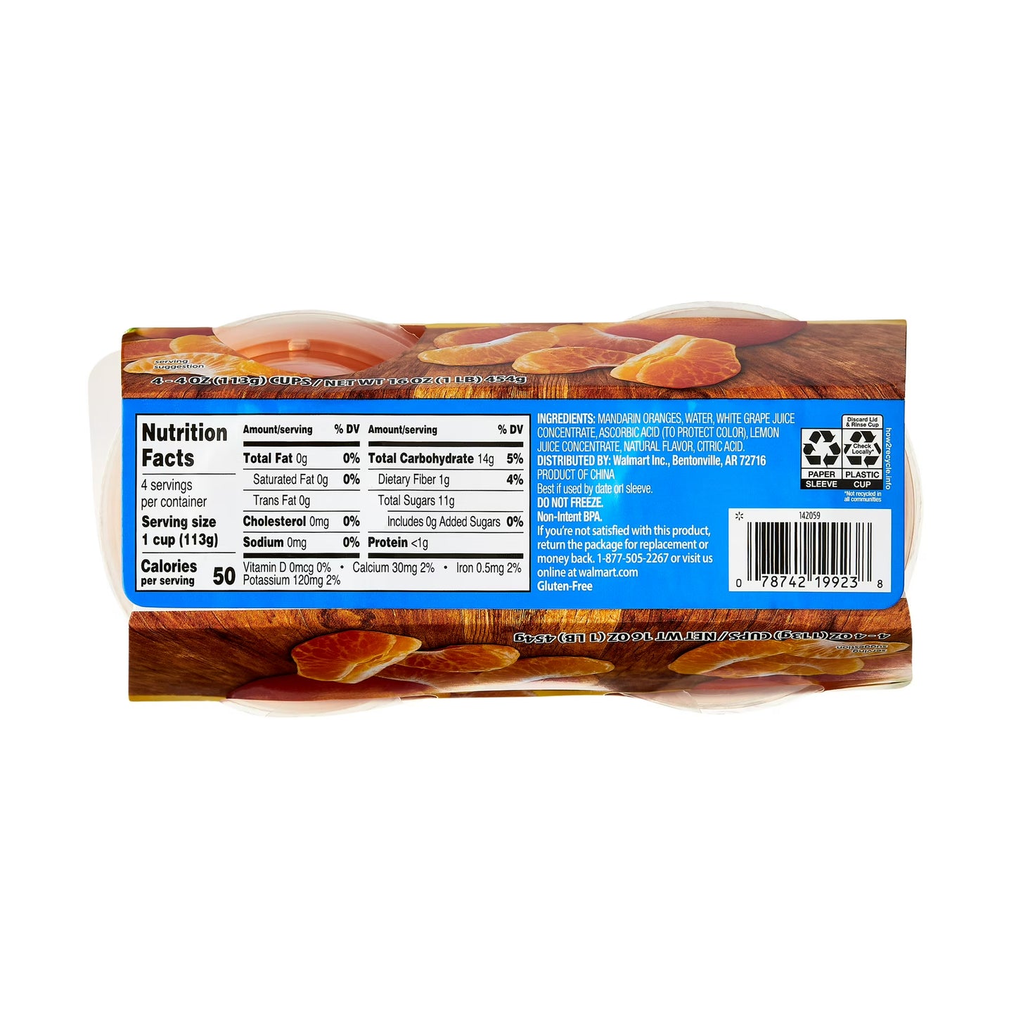 (6 pack) Great Value Mandarin Oranges in 100% Juice, 4 oz, 4 Count