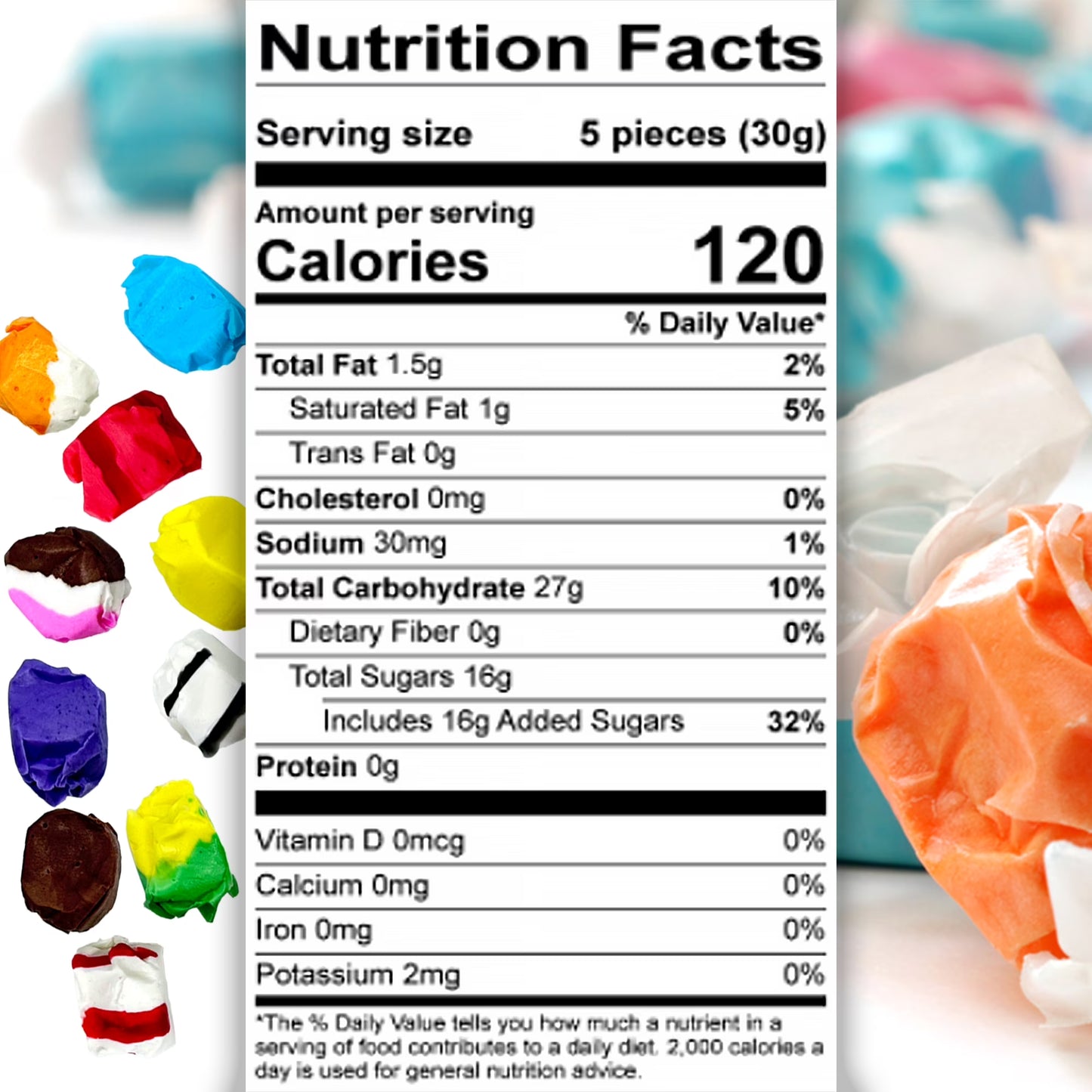 Salt Water Taffy Asorted Mix, Individually Wrapped - 1 Pound Bag - Saltwater Taffy Bulk Candy Individually Wrapped - Old Fashioned Retro Candy - Soft and Chewy, Party Favor, Gluten Free