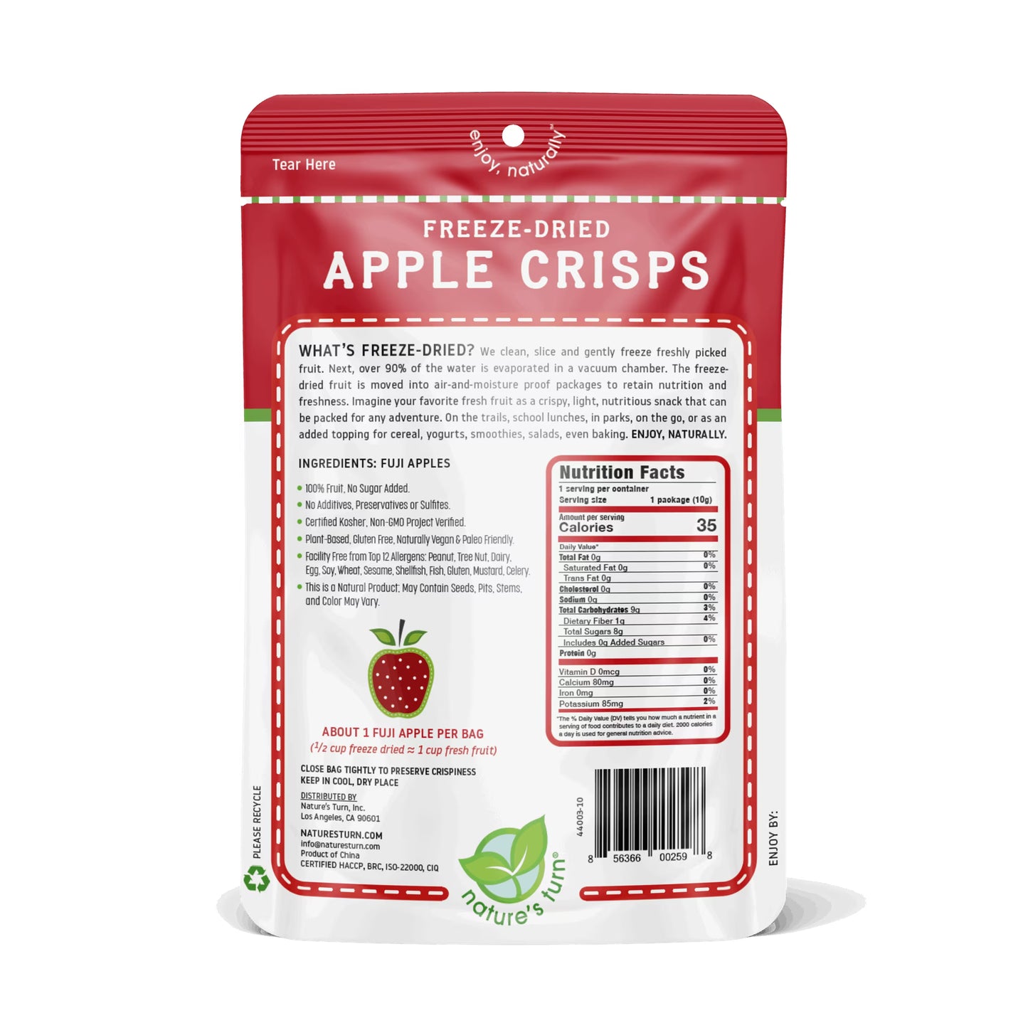 Nature’s Turn Freeze-Dried Fruit Crisps Variety Pack, No Added Sugar, Healthy Natural Fruit Crisp Snack for School Lunches, Lunchbox Snack Variety Bags of 30 (0.35 oz Each)