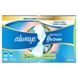 Always Infinity FlexFoam Pads for Women, Size 2, Heavy Pad with Wings, Unscented, 60 Count