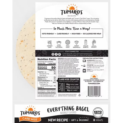 Tumaro's Everything Bagel Carb Wise Wraps, 3 Pack, 24 Count