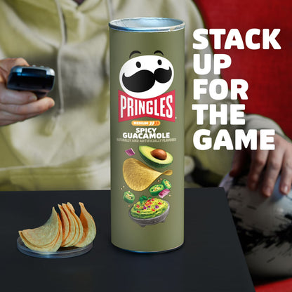Pringles Spicy Guacamole Potato Crisps Chips, Lunch Snacks, 5.5 oz Canister