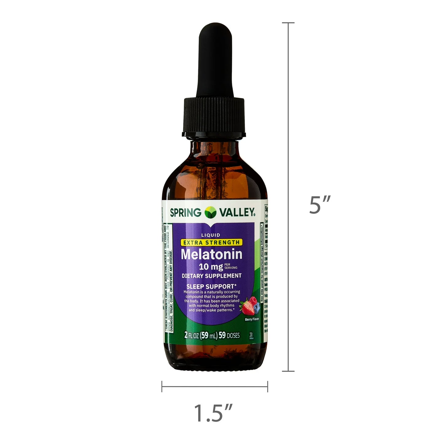 Spring Valley Liquid Melatonin Sleep Support Dietary Supplement, 10 mg, 2 fl oz