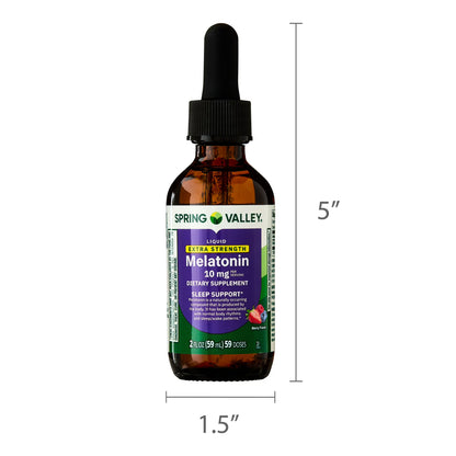 Spring Valley Liquid Melatonin Sleep Support Dietary Supplement, 10 mg, 2 fl oz