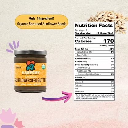 Dastony Organic Sprouted Sunflower Seed Butter, 8 oz
