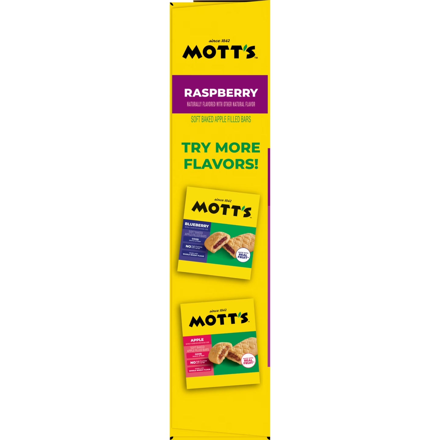 Mott's Soft Baked Apple Filled Bars, Raspberry Flavor Snacks, 5 Count, 6.55 oz