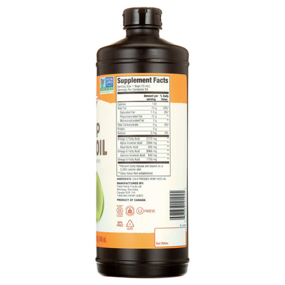 Manitoba Harvest Hemp Seed Oil, 32 fl oz, Cold Pressed, 12g of Omegas 3 & 6 per serving