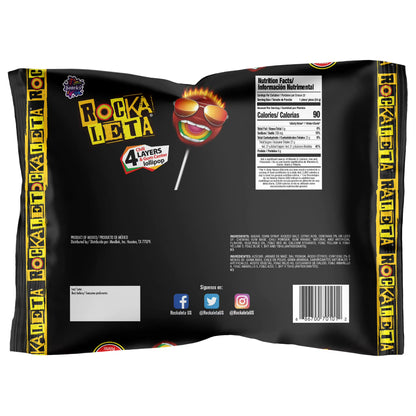 Sonric's Rockaleta Lollipops, Mexican Lollipop with Bubble Gum Center, 20 Count