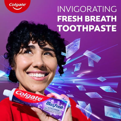 Colgate Max Fresh Knockout with Whitening Toothpaste with Mini Breath Strips, Mint Toothpaste, 6.3 Oz Tube