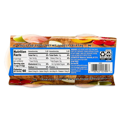 (6 pack) Great Value Cherry Mixed Fruit in 100% Juice, 4 oz, 4 Count