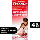 Children’s Tylenol Dye-Free, Oral Suspension, Pain Relief and Fever Reducer, Cherry Flavor 4 Fl oz