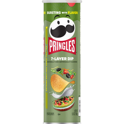 Pringles 7-Layer Dip Potato Crisps Chips, Lunch Snacks, 5.5 oz Canister