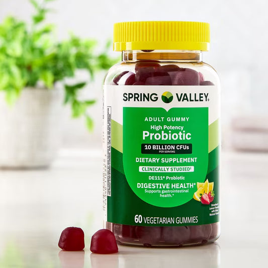 Spring Valley High Potency Probiotic Vegetarian Gummies, Strawberry Lemonade, 10B CFU, 60 Count