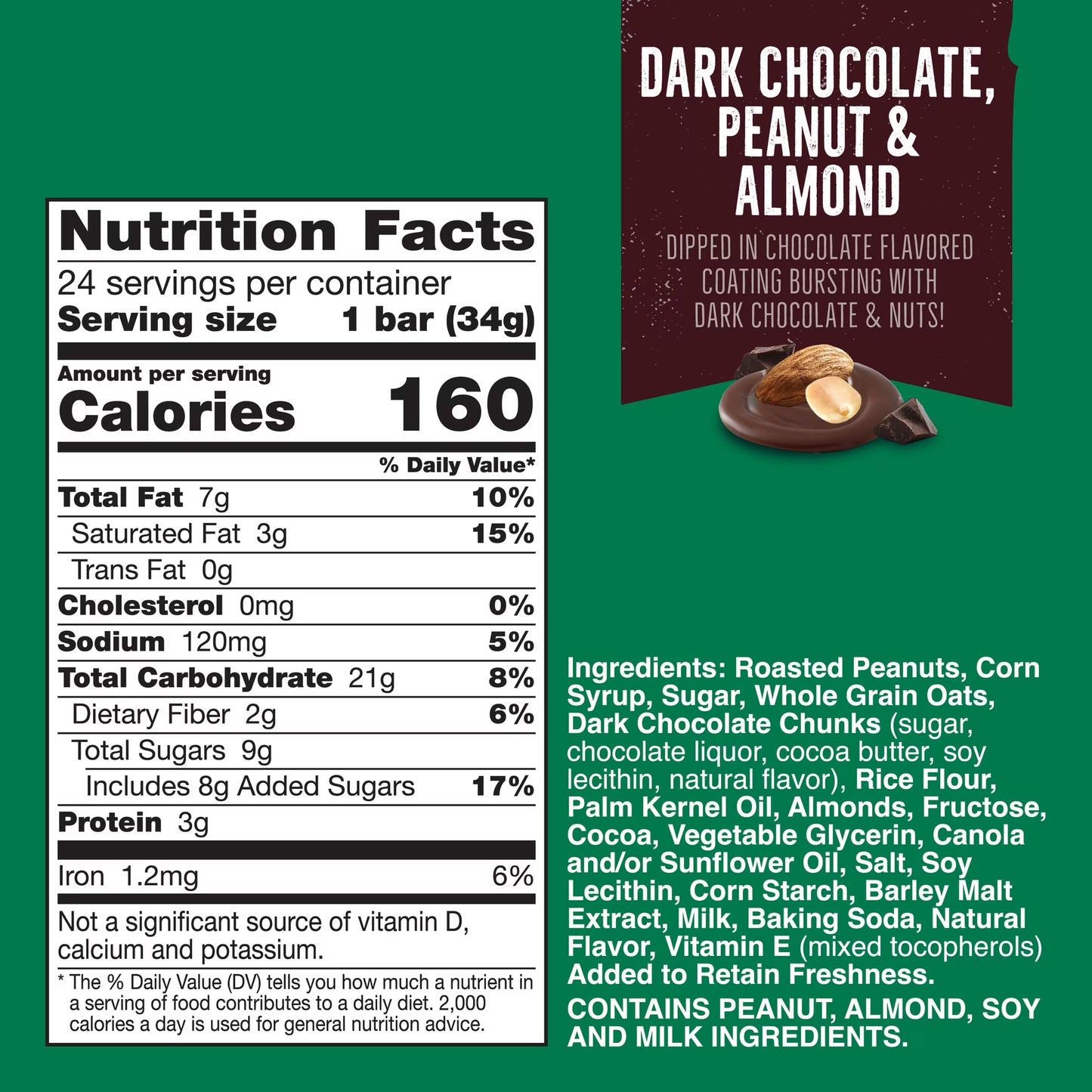 Nature Valley Sweet and Salty Nut Bars, Dark Chocolate Peanut Almond, 24 Bars, 28.8 oz
