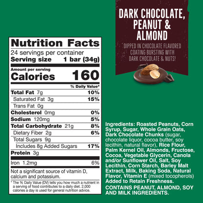 Nature Valley Sweet and Salty Nut Bars, Dark Chocolate Peanut Almond, 24 Bars, 28.8 oz