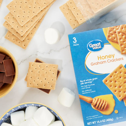 (6 pack) Great Value Honey Graham Crackers, 14.4 oz, 8 Count