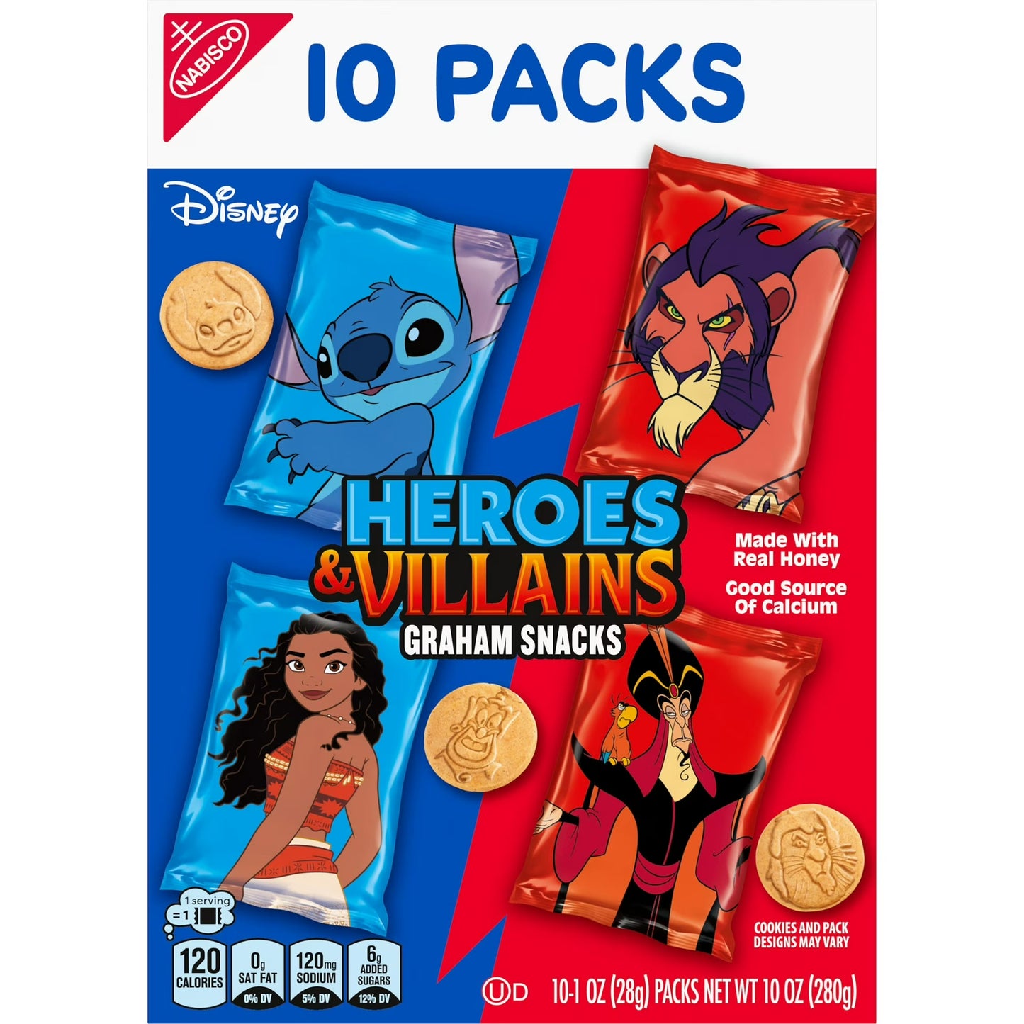 Disney Heroes and Villains Graham Snacks, Custom Cookies Variety Pack, Kids Snacks, 10 Snack Packs