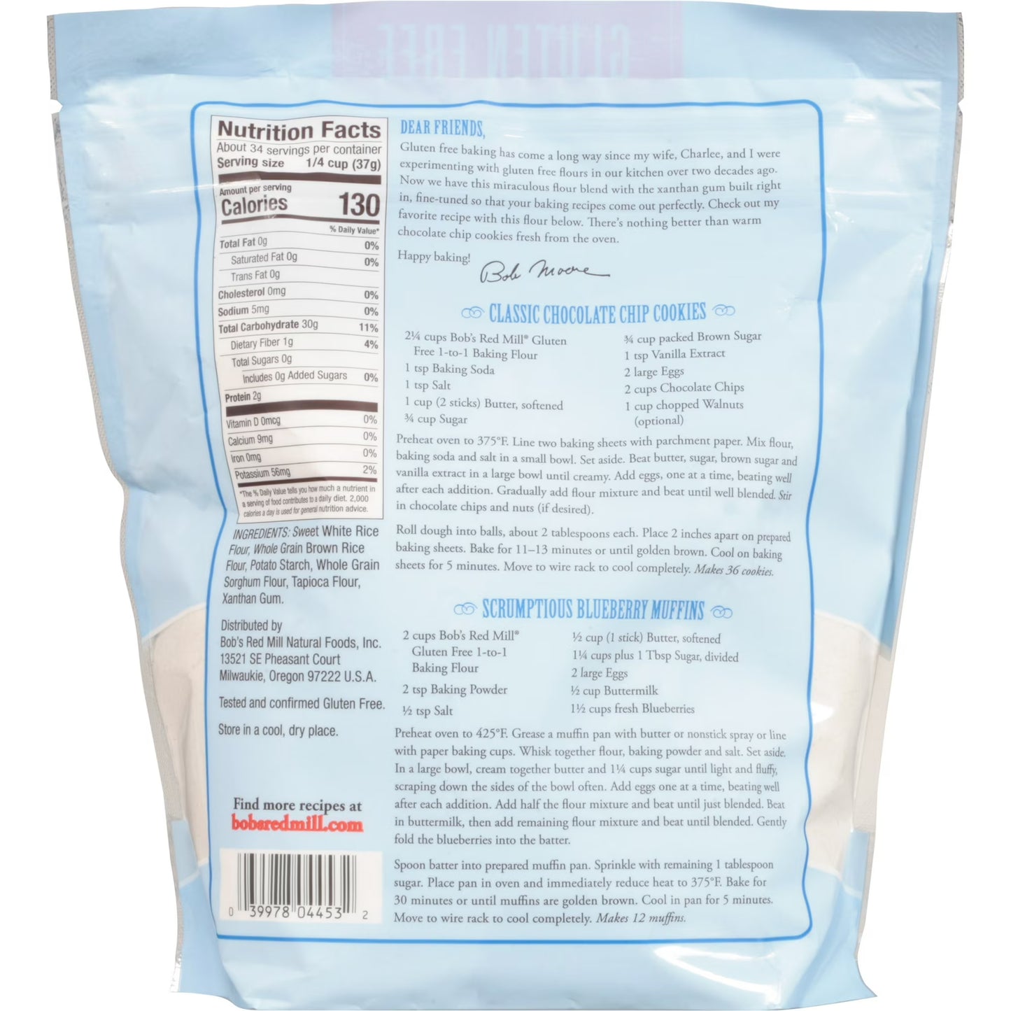 Bob's Red Mill Gluten Free 1-to-1 Baking Flour, 44 oz Bag