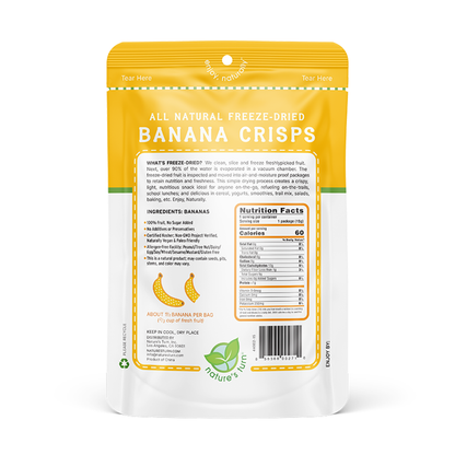 Nature’s Turn Freeze-Dried Banana Crisps, No Added Sugar, Healthy Natural Fruit Crisp Snack for School Lunches, 2 Pack (1.2 oz Each)