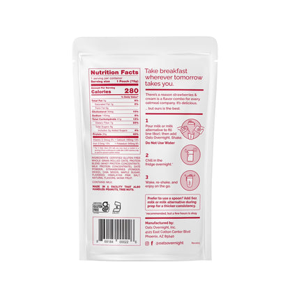 Oats Overnight Strawberries & Cream, High-Protein Oatmeal Shakes, 2.6oz, 1 pouch
