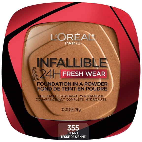 L'Oreal Paris Infallible Up to 24H Fresh Wear Pressed Powder, Sienna, 0.31 oz