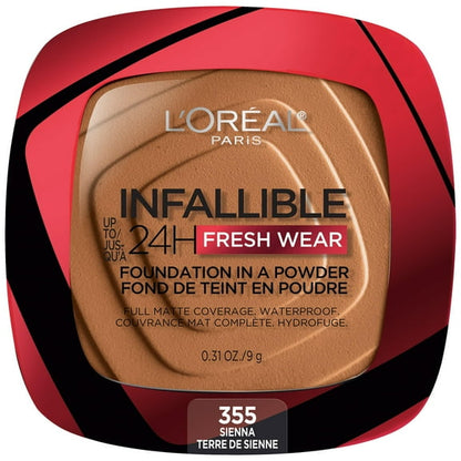 L'Oreal Paris Infallible Up to 24H Fresh Wear Pressed Powder, Sienna, 0.31 oz