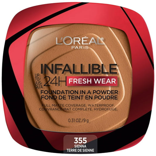 L'Oreal Paris Infallible Up to 24H Fresh Wear Pressed Powder, Sienna, 0.31 oz