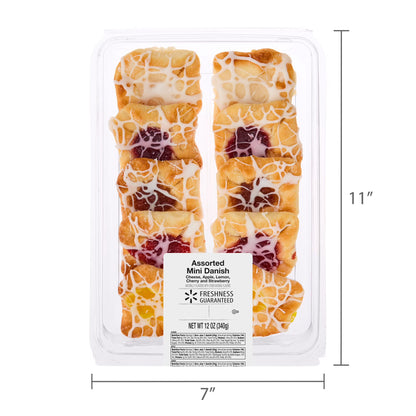 Freshness Guaranteed Assorted Mini Danish Baked Pastries with Light Glaze, 12 oz, 10 Count