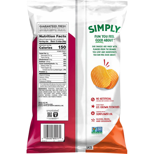 Simply Ruffles Hot and Spicy Potato Chips, 5.5 oz